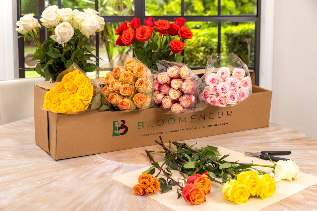 Fresh Bloomeneur flowers ready to arrange for a home flower business